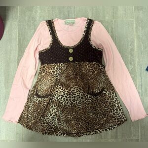 Periscope Kids Girls Pink and Leopard Print Kids One Piece